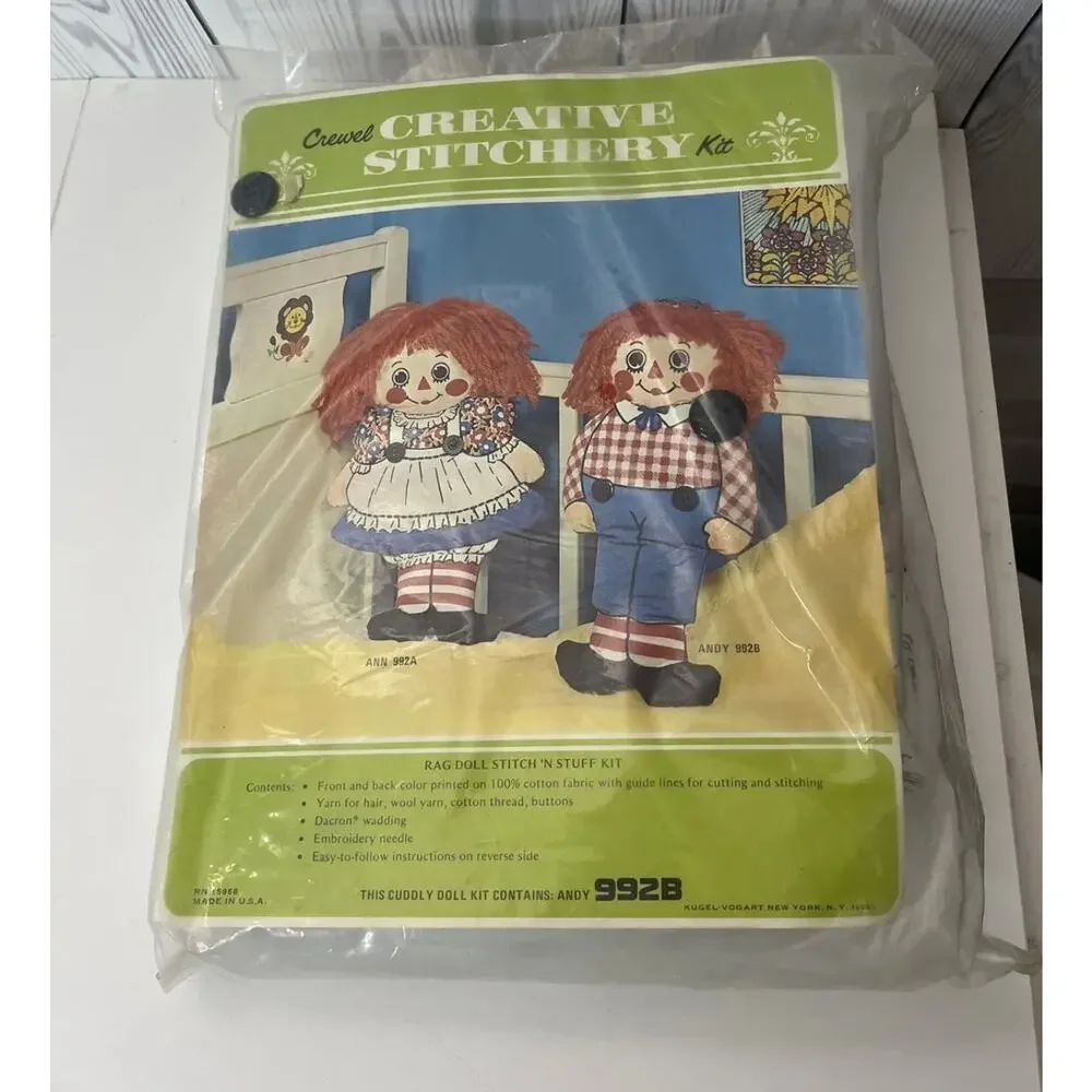 Vintage Raggedy Andy Doll Crewel Creative Stitchery Kits 9928 - Andy only